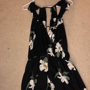Black floral romper